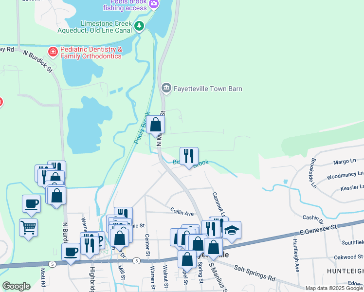 map of restaurants, bars, coffee shops, grocery stores, and more near 4 Landgrove Drive in Fayetteville
