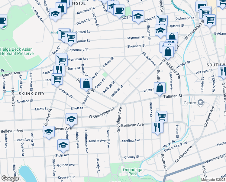 map of restaurants, bars, coffee shops, grocery stores, and more near 328 Holland Street in Syracuse