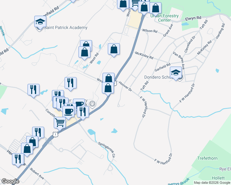 map of restaurants, bars, coffee shops, grocery stores, and more near in Portsmouth