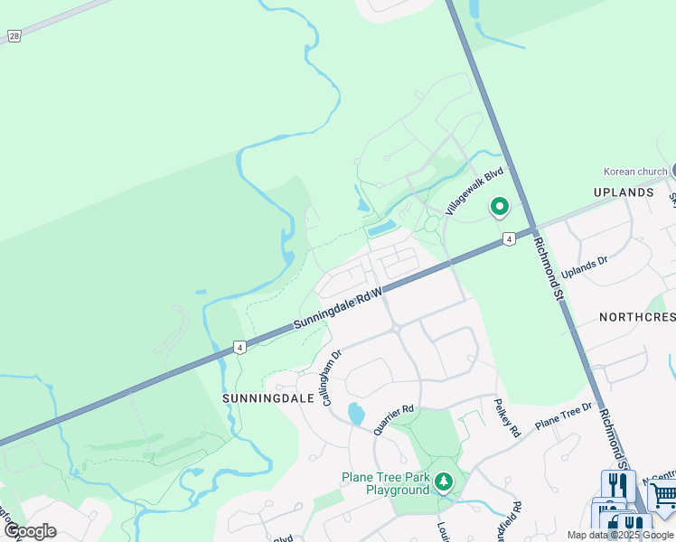 map of restaurants, bars, coffee shops, grocery stores, and more near 259 Sunningdale Road West in London