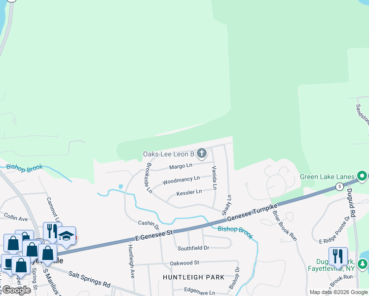 map of restaurants, bars, coffee shops, grocery stores, and more near 162 Brookside Lane in Fayetteville