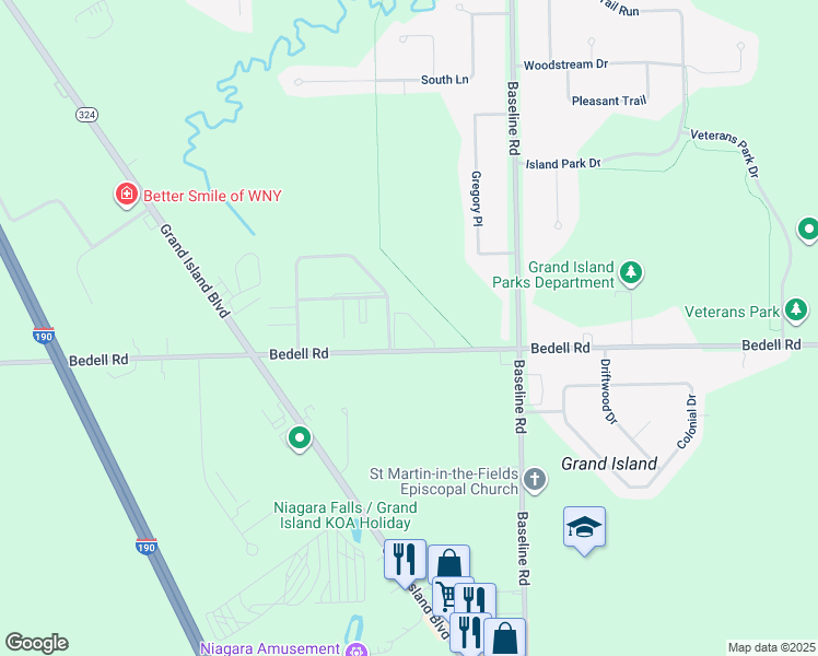 map of restaurants, bars, coffee shops, grocery stores, and more near 2131 Bedell Road in Grand Island