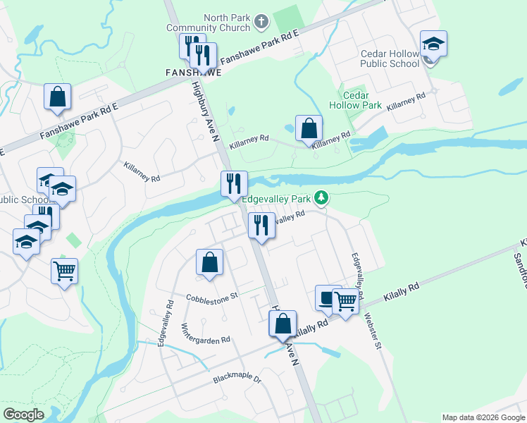 map of restaurants, bars, coffee shops, grocery stores, and more near in London