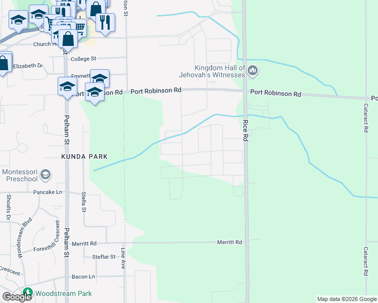 map of restaurants, bars, coffee shops, grocery stores, and more near 1304-1342 Rice Road in Pelham