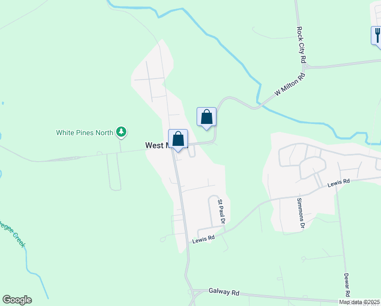 map of restaurants, bars, coffee shops, grocery stores, and more near 156 West Milton Road in Ballston Spa