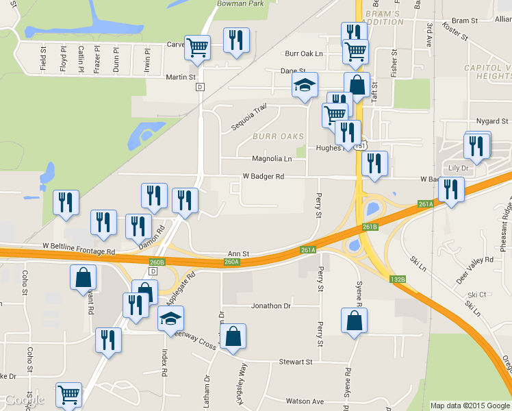 map of restaurants, bars, coffee shops, grocery stores, and more near 1002 Ann Street in Madison