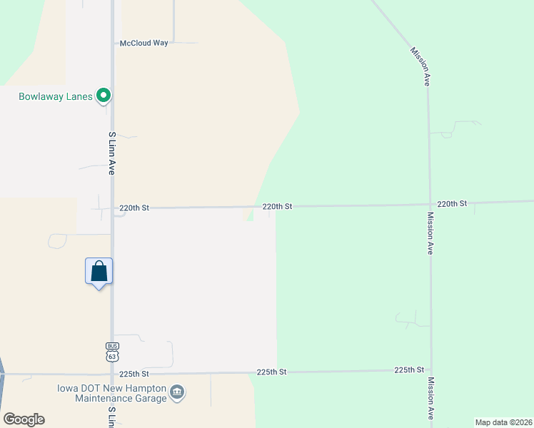 map of restaurants, bars, coffee shops, grocery stores, and more near 2250 220th Street in New Hampton