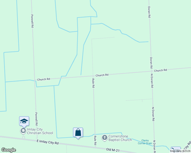 map of restaurants, bars, coffee shops, grocery stores, and more near 7525 Church Road in Imlay City
