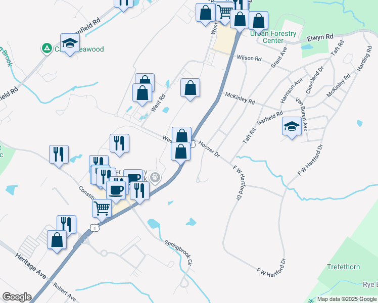 map of restaurants, bars, coffee shops, grocery stores, and more near 2032 Lafayette Road in Portsmouth