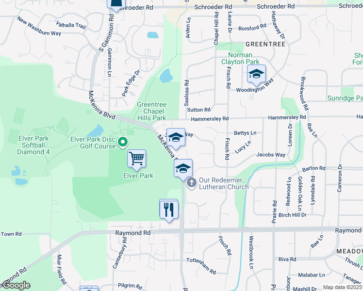 map of restaurants, bars, coffee shops, grocery stores, and more near 6733 Jacobs Way in Madison