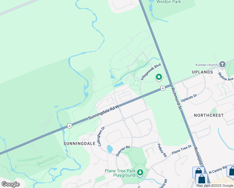 map of restaurants, bars, coffee shops, grocery stores, and more near 303 Callaway Road in London
