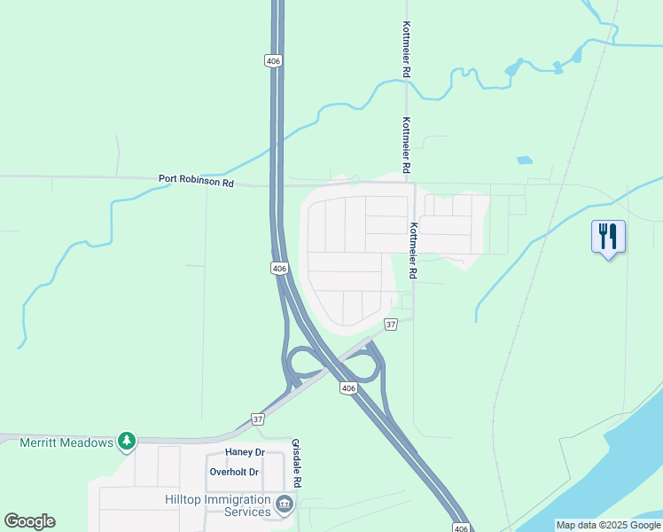 map of restaurants, bars, coffee shops, grocery stores, and more near 28 Doreen Drive in Thorold