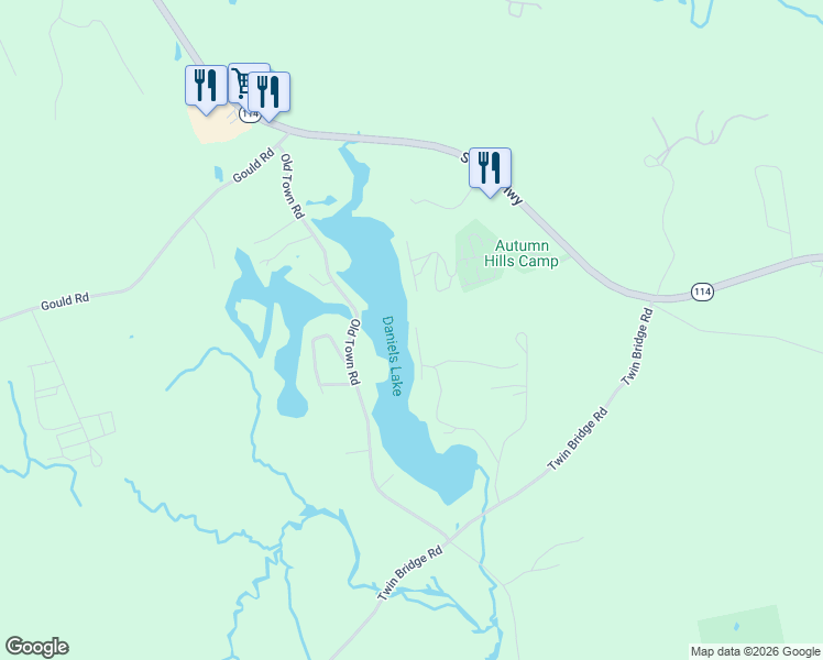 map of restaurants, bars, coffee shops, grocery stores, and more near 99 Daniels Road in Weare
