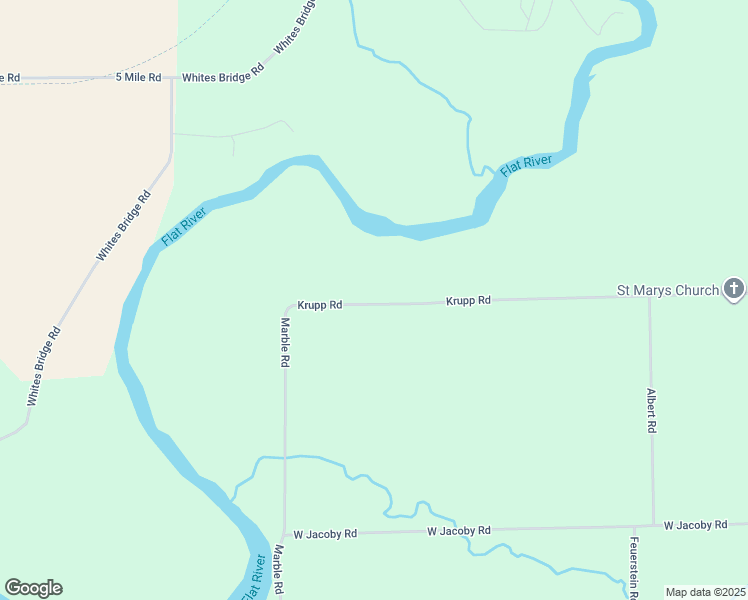 map of restaurants, bars, coffee shops, grocery stores, and more near 9694 Krupp Road in Belding
