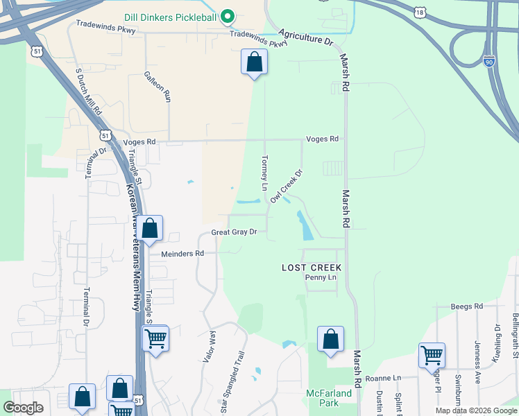 map of restaurants, bars, coffee shops, grocery stores, and more near 4118 Owl Creek Drive in Madison