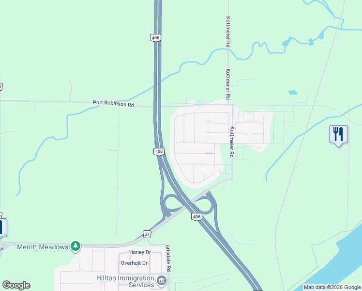 map of restaurants, bars, coffee shops, grocery stores, and more near 59 Alexandra Drive in Thorold