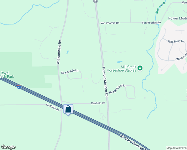 map of restaurants, bars, coffee shops, grocery stores, and more near 21 Mandalay Ridge in Pittsford