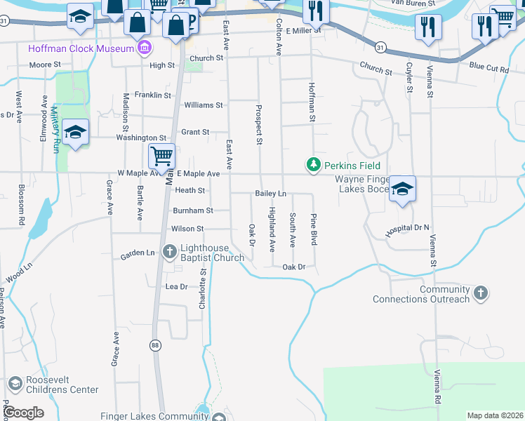 map of restaurants, bars, coffee shops, grocery stores, and more near 114 Linden Avenue in Newark