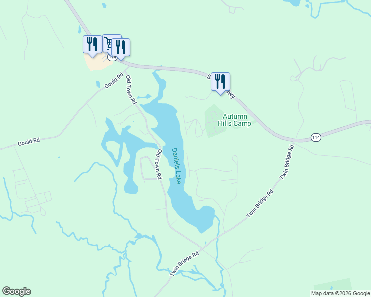 map of restaurants, bars, coffee shops, grocery stores, and more near 99 Daniels Road in Weare