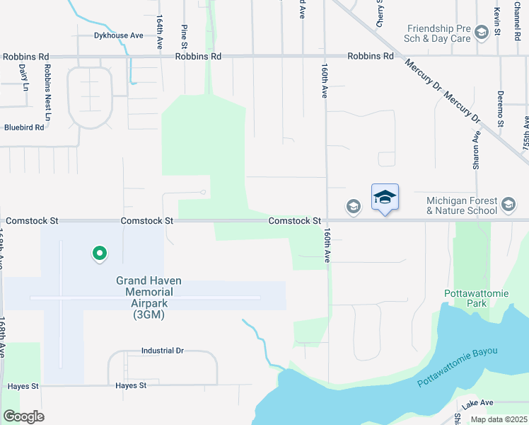 map of restaurants, bars, coffee shops, grocery stores, and more near 16105 Comstock Street in Grand Haven