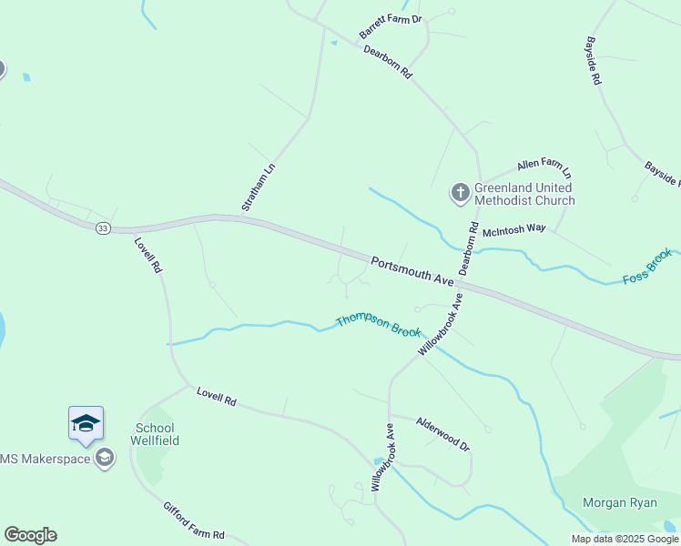 map of restaurants, bars, coffee shops, grocery stores, and more near 1 Pheasant Run Lane in Stratham