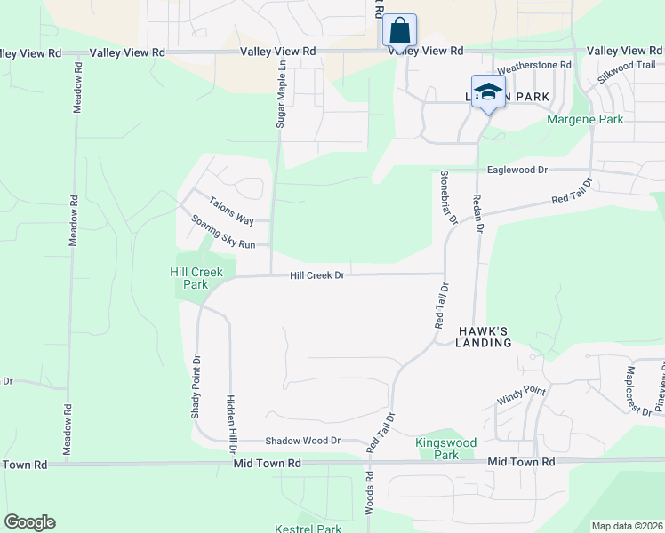 map of restaurants, bars, coffee shops, grocery stores, and more near 9606 Hill Creek Drive in Verona