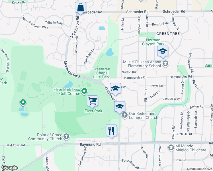 map of restaurants, bars, coffee shops, grocery stores, and more near 1309 McKenna Boulevard in Madison