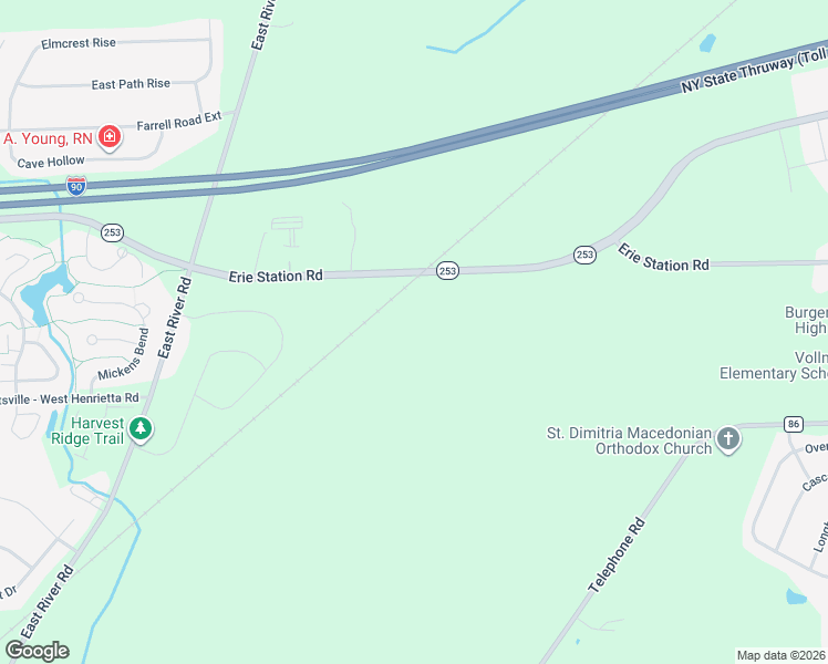 map of restaurants, bars, coffee shops, grocery stores, and more near 207 Erie Station Road in West Henrietta