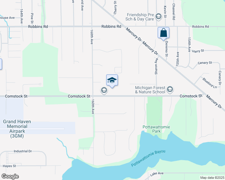 map of restaurants, bars, coffee shops, grocery stores, and more near 15849 Comstock Street in Grand Haven