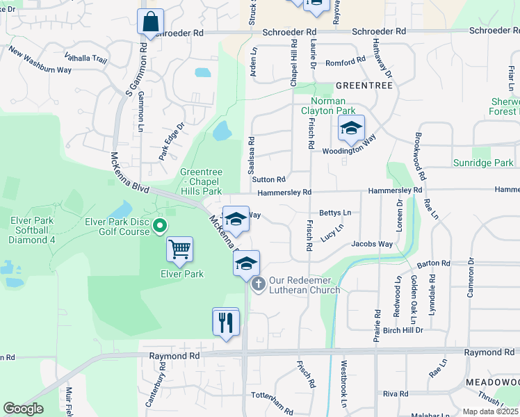 map of restaurants, bars, coffee shops, grocery stores, and more near 6701 Jacobs Way in Madison
