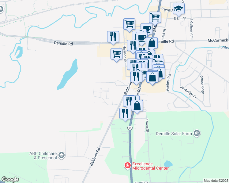 map of restaurants, bars, coffee shops, grocery stores, and more near 944 Baldwin Road in Lapeer