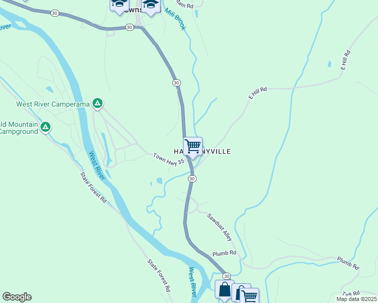 map of restaurants, bars, coffee shops, grocery stores, and more near in Townshend