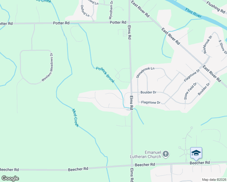 map of restaurants, bars, coffee shops, grocery stores, and more near 7085 Woods West Drive in Flushing