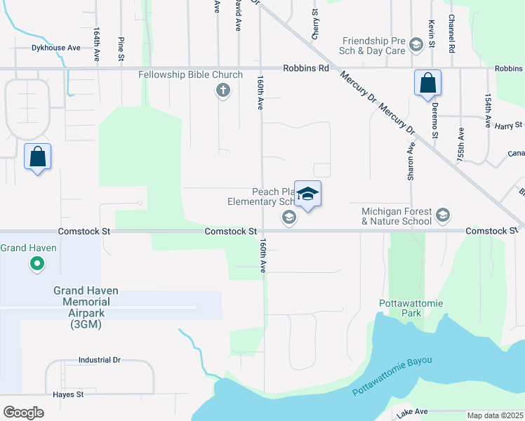 map of restaurants, bars, coffee shops, grocery stores, and more near 14830 160th Avenue in Grand Haven