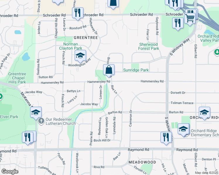 map of restaurants, bars, coffee shops, grocery stores, and more near 1402 Rae Lane in Madison