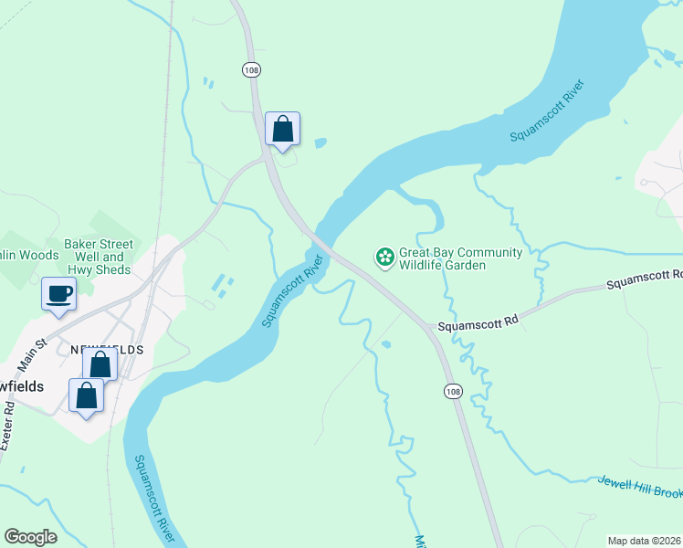 map of restaurants, bars, coffee shops, grocery stores, and more near 23-75 Rte 108 in Stratham