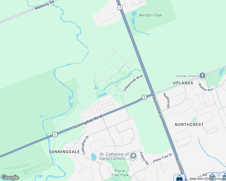 map of restaurants, bars, coffee shops, grocery stores, and more near 200 Callaway Road in London
