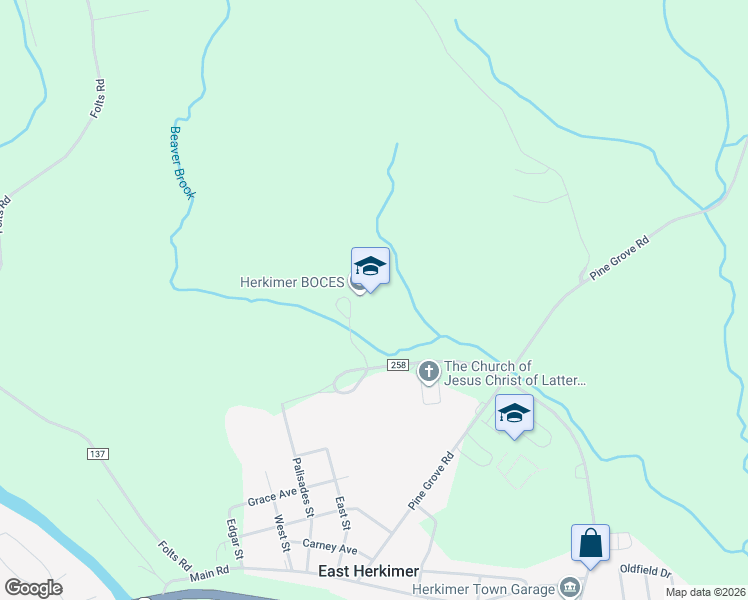 map of restaurants, bars, coffee shops, grocery stores, and more near 352 Gros Boulevard in Herkimer