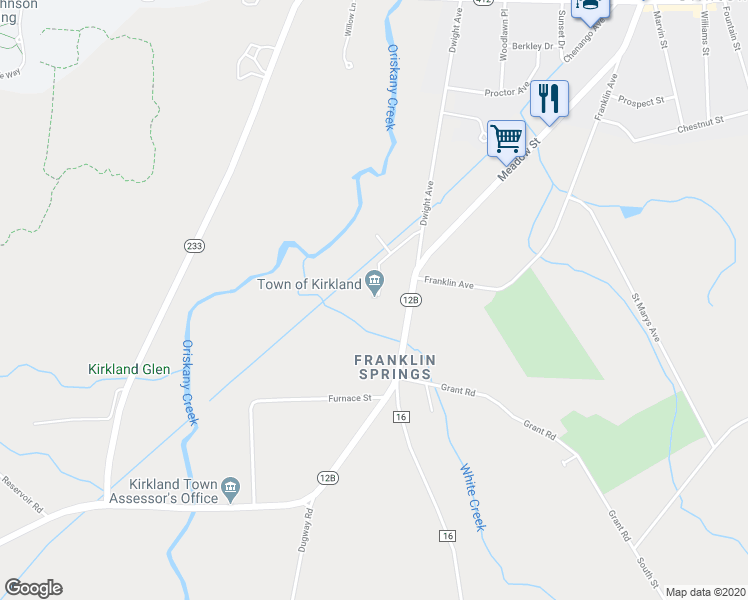 map of restaurants, bars, coffee shops, grocery stores, and more near 3699 New York 12B in Clinton