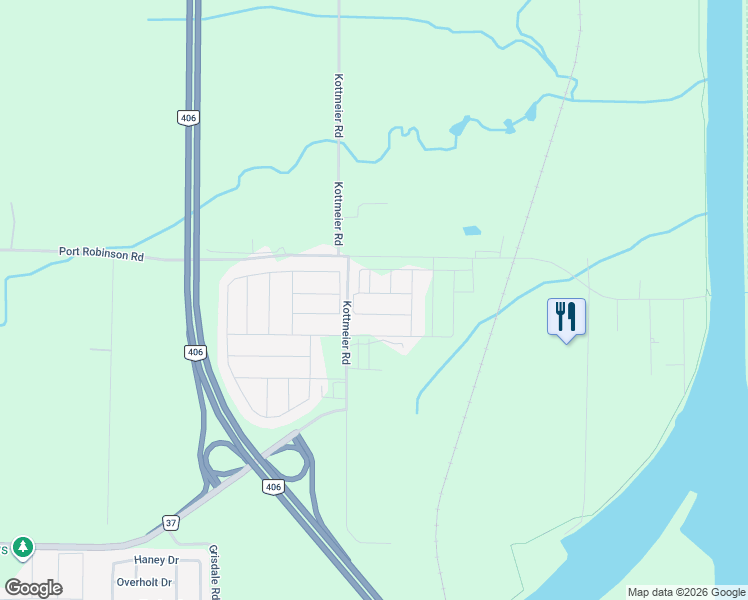 map of restaurants, bars, coffee shops, grocery stores, and more near 42 Sunflower Crescent in Thorold
