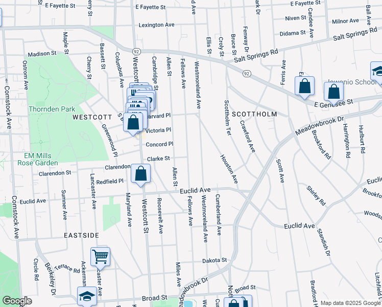 map of restaurants, bars, coffee shops, grocery stores, and more near 788 Westmoreland Avenue in Syracuse