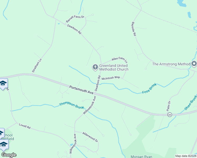 map of restaurants, bars, coffee shops, grocery stores, and more near 10 Dearborn Road in Greenland