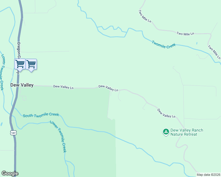 map of restaurants, bars, coffee shops, grocery stores, and more near 87987 Dew Valley Lane in Bandon