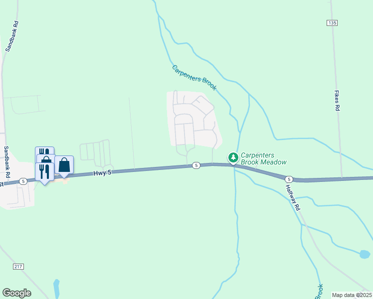 map of restaurants, bars, coffee shops, grocery stores, and more near 1275 New York 5 in Elbridge