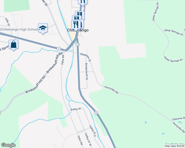 map of restaurants, bars, coffee shops, grocery stores, and more near 212 Kenyon St in Chittenango