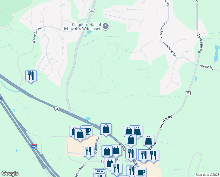 map of restaurants, bars, coffee shops, grocery stores, and more near 6 Cressier Court in Fairport