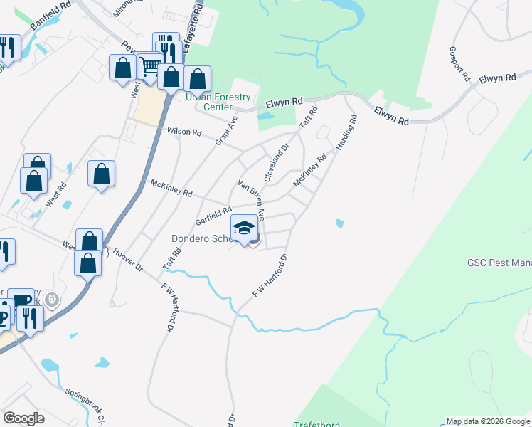 map of restaurants, bars, coffee shops, grocery stores, and more near 15 Van Buren Avenue in Portsmouth