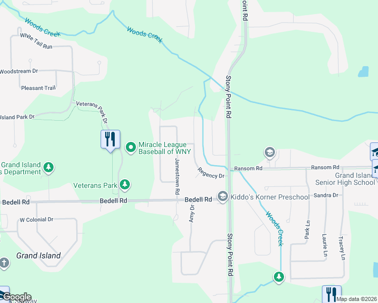 map of restaurants, bars, coffee shops, grocery stores, and more near 114 Regency Dr in Grand Island