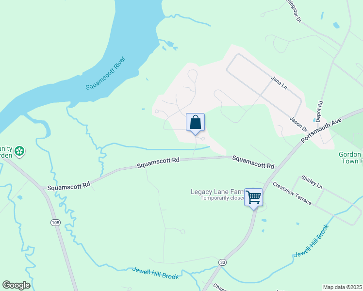 map of restaurants, bars, coffee shops, grocery stores, and more near 32 Squamscott Road in Stratham