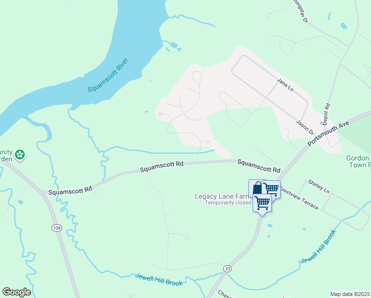 map of restaurants, bars, coffee shops, grocery stores, and more near 32 Squamscott Road in Stratham